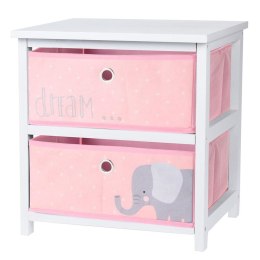 Komoda dla dzieci z szufladami różowa Szafka, regał do pokoju dziecięcego z dwoma szufladami, w kolorze różowo białym o wymiarac H&S Decoration