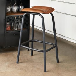 Skórzany stołek barowy Chic Stabilny i wytrzymały metalowy korpus, wygodne skórzane siedzisko, idealny jako wyposażenie salonu,  ATMOSPHERA