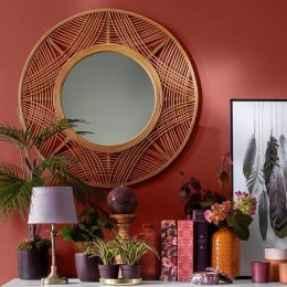 Bambusowe lustro ścienne Ina 70 cm Rama wykonana z drewna bambusowego, naturalna kolorystyka, stylowy i funkcjonalny dodatek do  ATMOSPHERA
