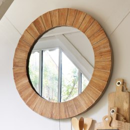Drewniane lustro ścienne Jazlyn 83 cm Gruba rama wykonana z drewna jodłowego, naturalna kolorystyka, stylowy i funkcjonalny doda ATMOSPHERA