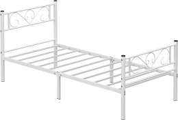 Łóżko białe metalowe na materac 190x90cm Songmics