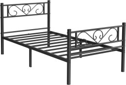Łóżko czarne metalowe na materac 190x90 Songmics