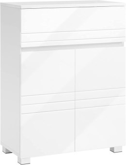 Szafka łazienkowa 60 cm biała stojącaWykonana z solidnej białej płyty MDF, pojemna i wytrzymała szafka łazienkowa, przestrzeń na Songmics