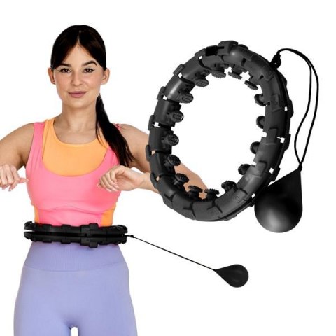 OHA01 HULA HOP BLACK Z WYPUSTKAMI I OBCIĄŻNIKIEM ONE FITNESS