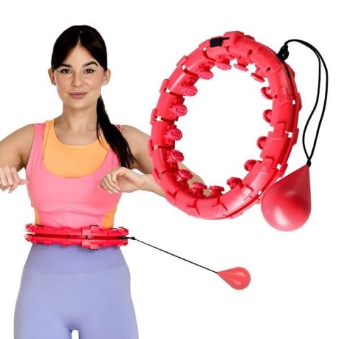 OHA01 HULA HOP RED Z WYPUSTKAMI I OBCIĄŻNIKIEM ONE FITNESS