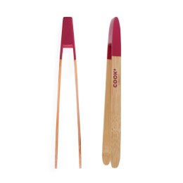 Bambusowe szczypce do serwowania z magnesem czerwone