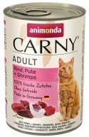 Animonda Carny Adult Wołowina, Indyk + Krewetki puszka 400g