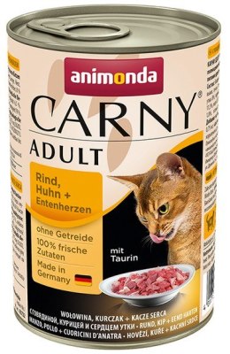 Animonda Carny Adult Wołowina, Kurczak + Kacze serca puszka 400g