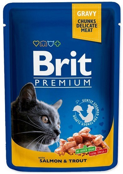 Brit Premium Cat Adult Łosoś + Pstrąg saszetka 100g