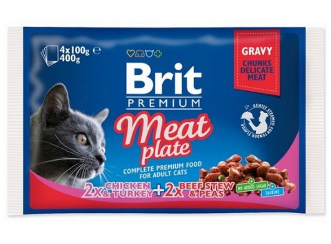 Brit Premium Cat Adult Meat Plate saszetki 4x100g