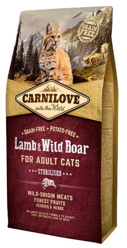 Carnilove Cat Lamb & Wild Boar Sterilised - jagnię i dzik 6kg