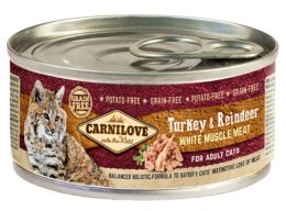 Carnilove Cat Turkey & Reindeer - indyk i renifer puszka 100g