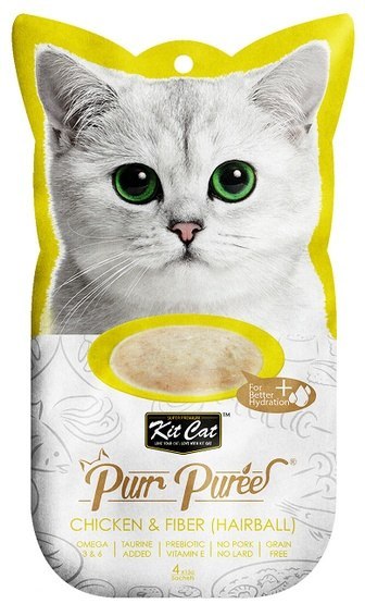 Kit Cat PurrPuree Chicken & Fiber Hairball 4x15g