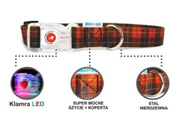 Matteo Obroża Klamra LED 25mm szkocka krata