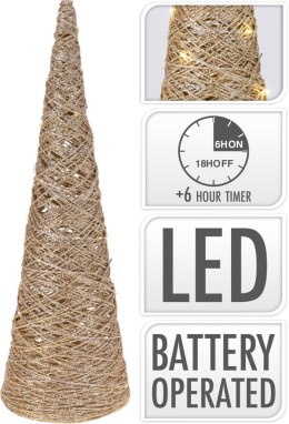 Stożek 20LED 40CM złoty brokatowy2x AA 1,5V