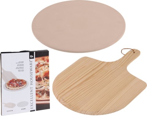 ZESTAW DO PIZZY 2 SZTUKI kamień 33cm i deska 49x36cm