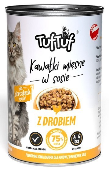 TUF TUF Kawałki mięsne z drobiem dla kota puszka 415g