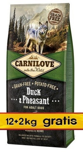 Carnilove Dog Duck & Pheasant Adult - kaczka i bażant 14kg (12+2kg gratis)