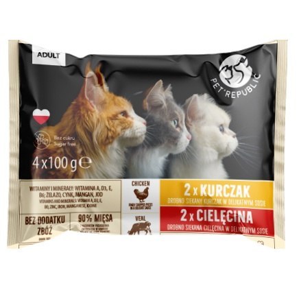 PetRepublic Kot Adult Kurczak & Cielęcina saszetki 4x100g