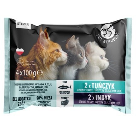 PetRepublic Kot Sterile Tuńczyk & Indyk saszetki 4x100g