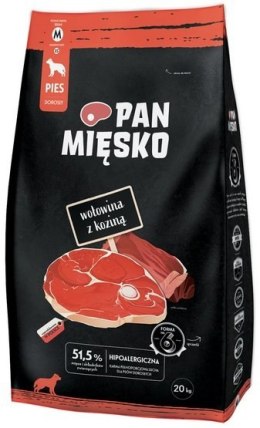 Pan Mięsko Karma sucha dla psa - wołowina i kozina chrupki M 20kg