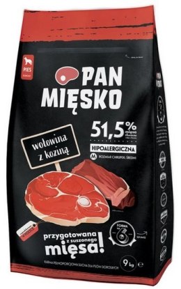 Pan Mięsko Karma sucha dla psa - wołowina i kozina chrupki M 9kg