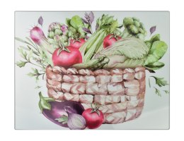 ARIA Deska do krojenia 40x30cm szklana kosz z warzywami