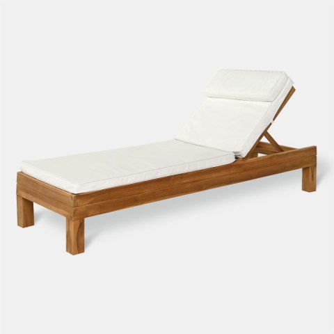 LEŻAK TOGO 200X65X35CM TEAK NATURAL, TKANINA OFF WHITE