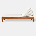 LEŻAK TOGO 200X65X35CM TEAK NATURAL, TKANINA OFF WHITE