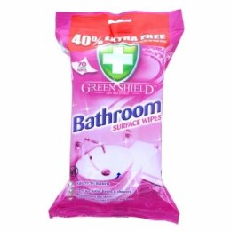 GREEN Chusteczki do usuwania brudu i zaniczyszczeń 70szt SHIELD BATHROOM WIPES