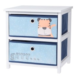 Komoda dla dzieci z szufladami niebieska Szafka, regał do pokoju dziecięcego z dwoma szufladami niebiesko biała o wymiarach: 43x H&S Decoration