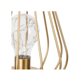 Druciana lampka LED z żarówką 17 cm Wykonana z metalu w kolorze złotym, nowoczesny, geometryczny kształt, zasilana na baterie ATMOSPHERA