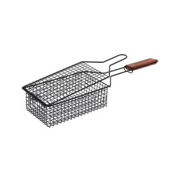 Ruszt na grilla do pieczenia potraw 50cm Zamykany koszyk do pieczenia potraw na grillu wykonany z metalu z powłoką nieprzywieraj H&S Decoration