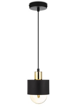 Lampa wisząca BerlinStil 12 cm cz-złota Modna sufitowa lampa w kolorze czarnym ze złotym nadkloszem, w stylu loft industrialnym  HowHomely