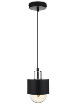 Lampa wisząca BerlinStil 12cm cz-srebrna Modna sufitowa lampa w kolorze czarnym ze srebrnym nadkloszem, w stylu loft industrialn HowHomely