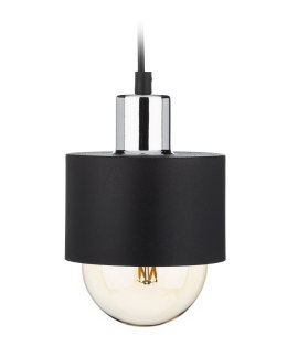 Lampa wisząca BerlinStil 12cm cz-srebrna Modna sufitowa lampa w kolorze czarnym ze srebrnym nadkloszem, w stylu loft industrialn HowHomely