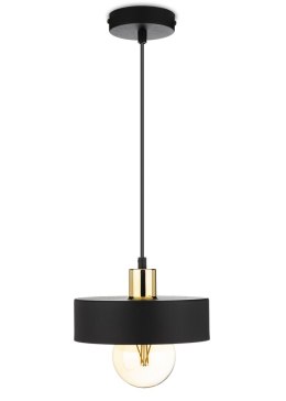 Lampa wisząca BerlinStil 20 cm cz-złota Modna sufitowa lampa w kolorze czarnym ze złotym nadkloszem, w stylu loft industrialnym  HowHomely