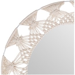 Bawełniane lustro ścienne Palm 56 cm Okrągła rama wykonana z metalu w bawełnianym oplocie, naturalna kolorystyka, stylowy i funk ATMOSPHERA
