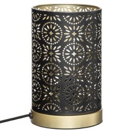 Ażurowa lampka nocna Gypsy 21 cm Lampka stołowa o nowoczesnym wyglądzie, wykonana z metalu, kolor czarno-złoty ATMOSPHERA